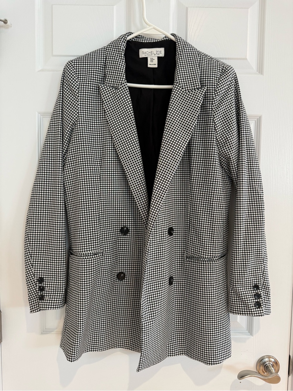 Rachel Zoe Women's Black and White Plaid Blazer Medium
